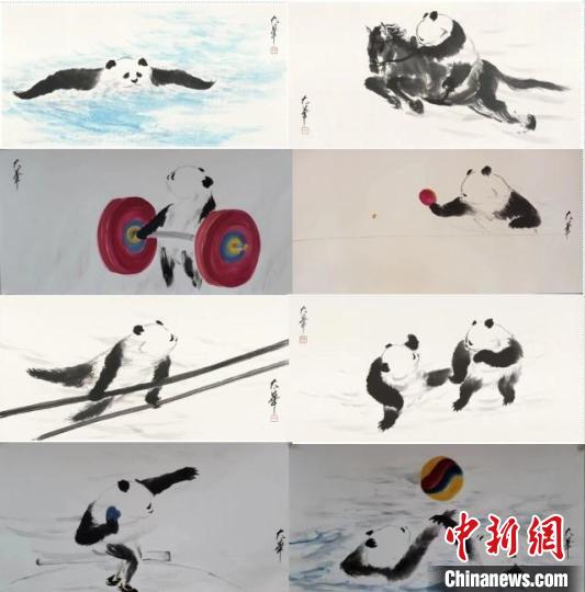 张大华‘运动熊猫’在纽约时代广场再度亮相：